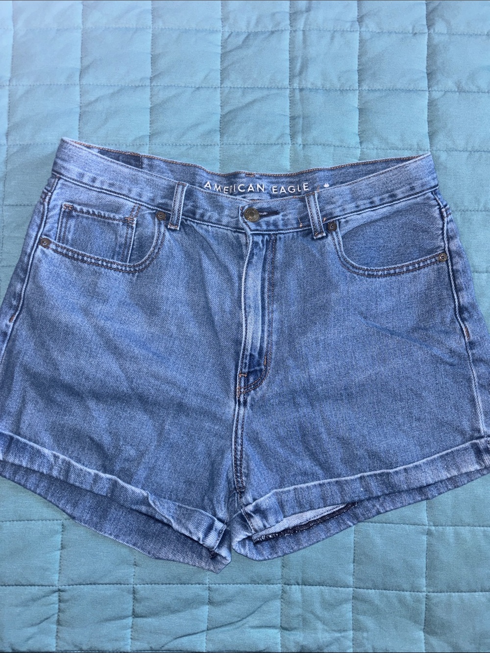 American Eagle Outfitters Blue Denim Cuffed Mom Shorts 12